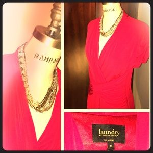 laundry by Shelli Segal, red ruched fitted dress