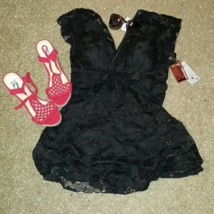 PRICE DROP!! Lace Pinup Swimsuit - Black