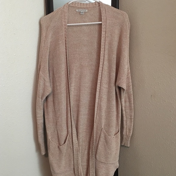 American Eagle Cream Long Cardigan