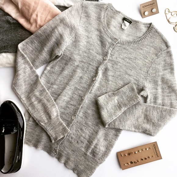 J. Crew Sweaters - - J. CREW - Wool Cardigan w/ faux Crystal Buttons