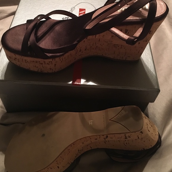 WORN ONCE less than an hour! Prada wedge sandals. - Picture 2 of 4