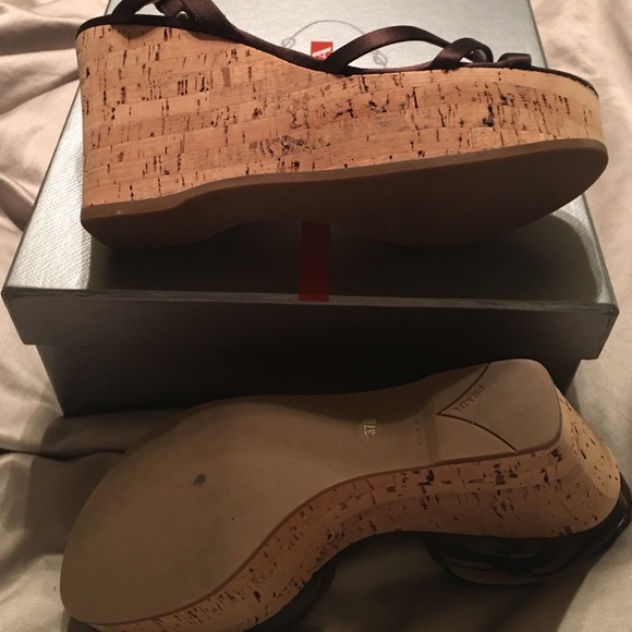 WORN ONCE less than an hour! Prada wedge sandals. - Picture 3 of 4