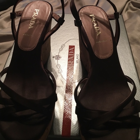 WORN ONCE less than an hour! Prada wedge sandals. - Picture 4 of 4