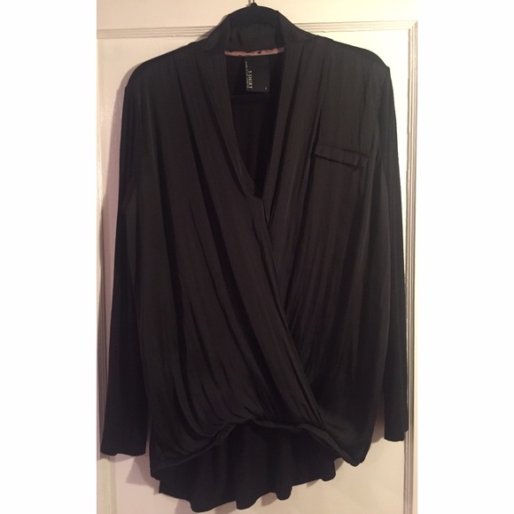 Anthropologie Dolan Black Wrap Top - Picture 3 of 4