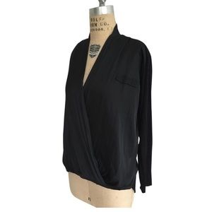 Anthropologie Dolan Black Wrap Top