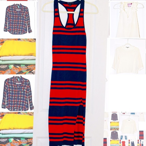 French Connection Red & Blue Stripped Maxi