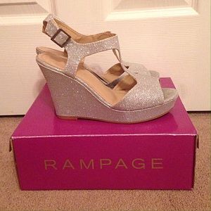 Rampage Silver Sparkle Wedges