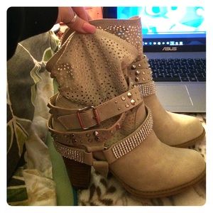 Tan cowboy booties