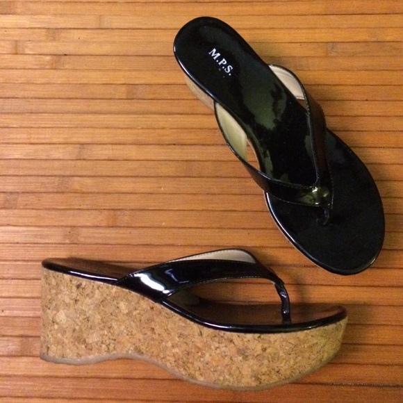 Patent Platform Thong Sandals