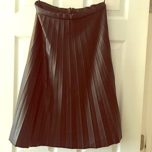 Jcrew Faux Leather Pleated Skirt