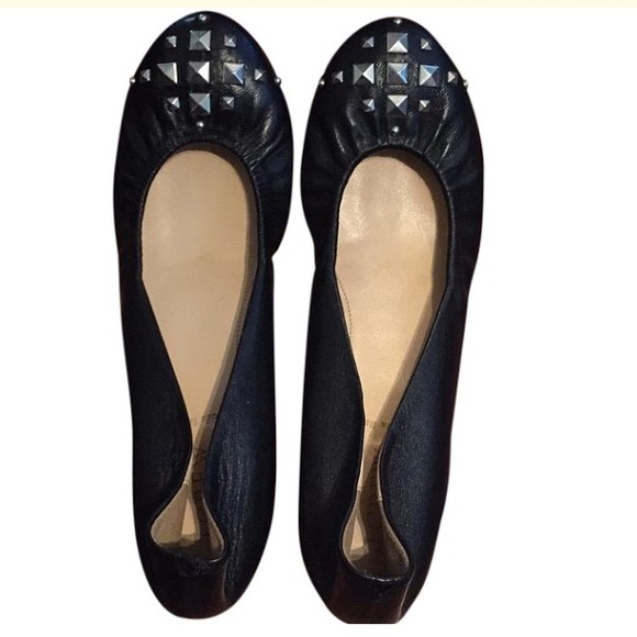 J Crew Black Pyramid Studded Cece flats, Italy