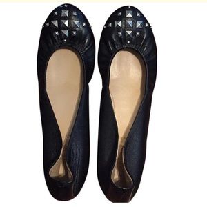 J Crew Black Pyramid Studded Cece flats, Italy