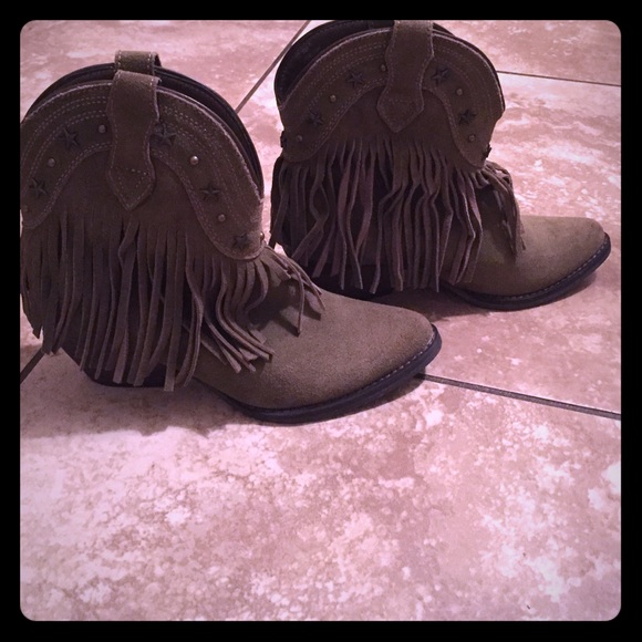 Western style fringe booties