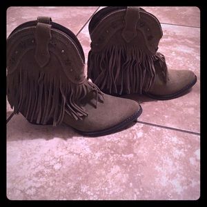 Western style fringe booties
