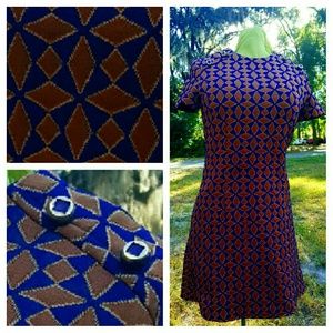 1960's Geometric-Knit Vintage Gemstone Dress