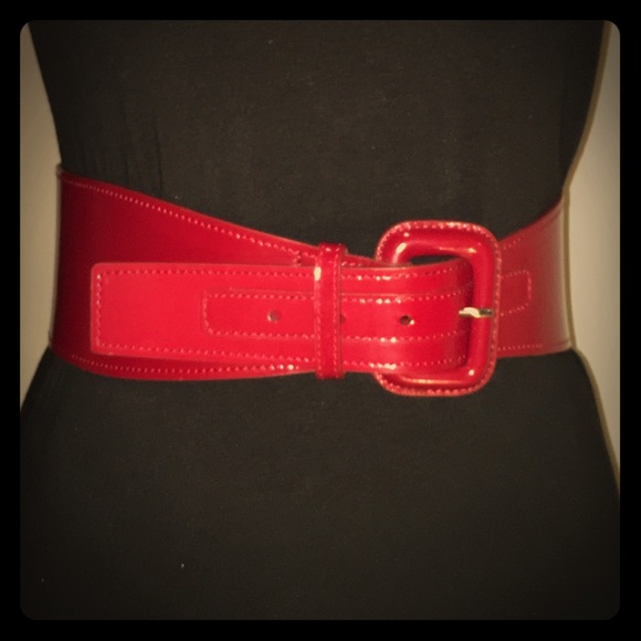 wide red leather belt