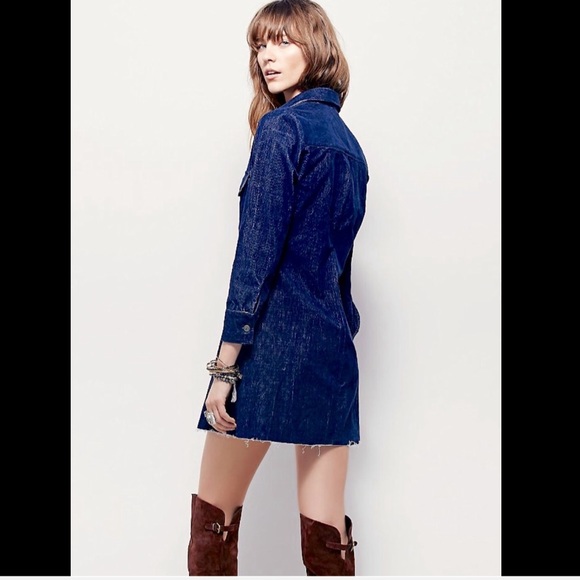 Free People navy blue Washed Corduroy Dress Coat M - Picture 2 of 4