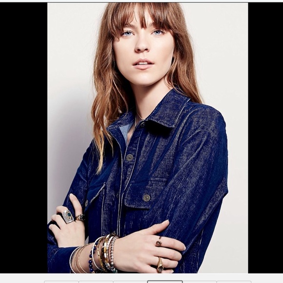 Free People navy blue Washed Corduroy Dress Coat M - Picture 4 of 4