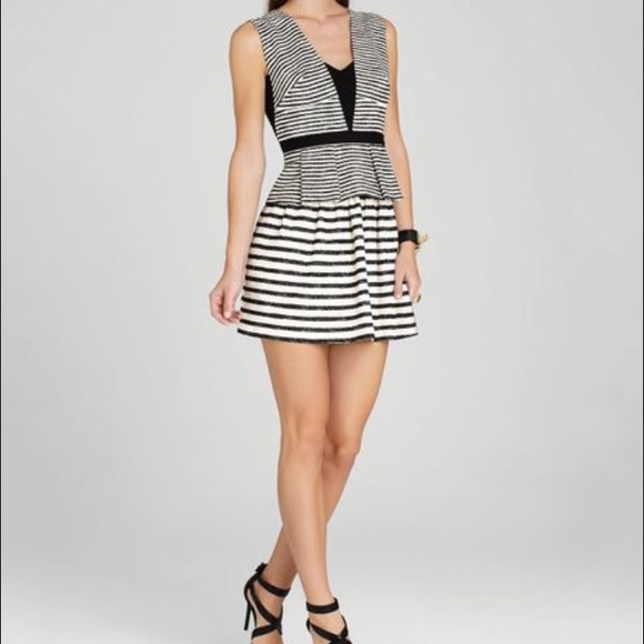 BCBG Black and White Peplum Dress