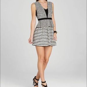 BCBG Black and White Peplum Dress