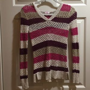 Stripped open weave sweater