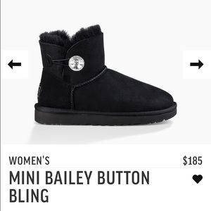 SOLD! $185 UGG Bling Bailey Black Mini Boots US 7