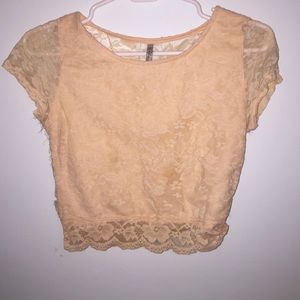 Cream lace crop top