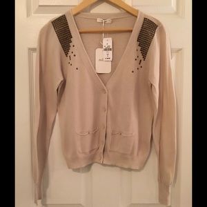 Millau Beige Studded Cardigan