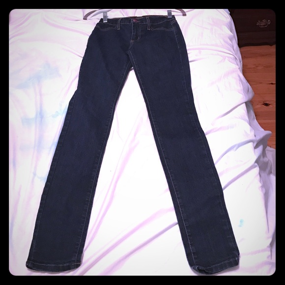 Blue boot cut jeans.