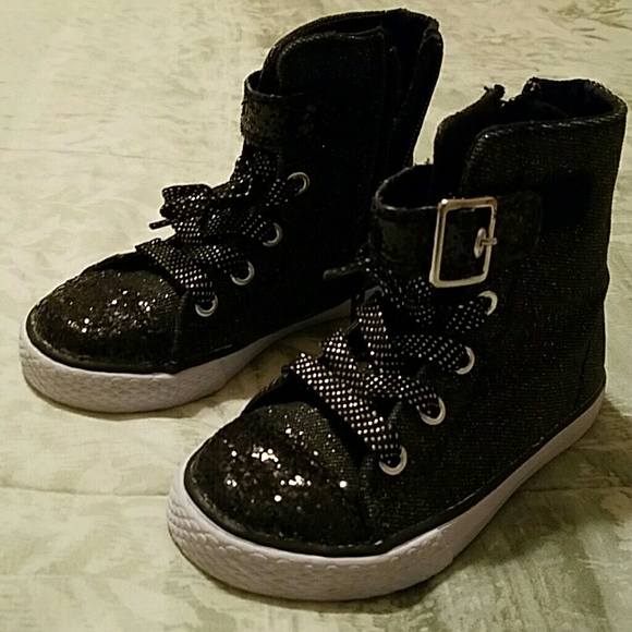 Toddler Girls Black Hightop Sneakers Size 8