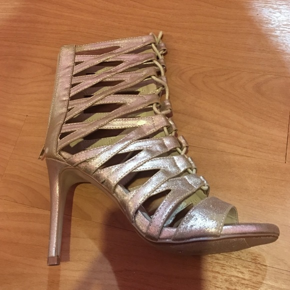 Gold lace up heels - Picture 1 of 2
