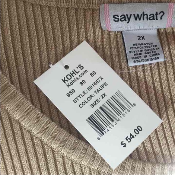 NEW Say What Sz 2X Plus sweater dress Beige - Picture 4 of 4