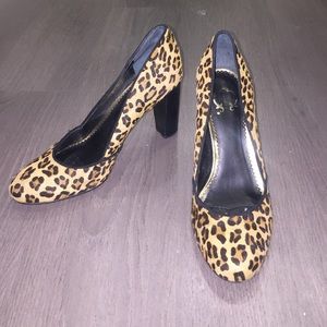 C. Wonder Leopard Stacked Heel Pumps