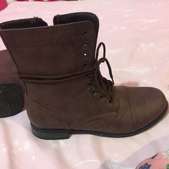 Brown lace up boots