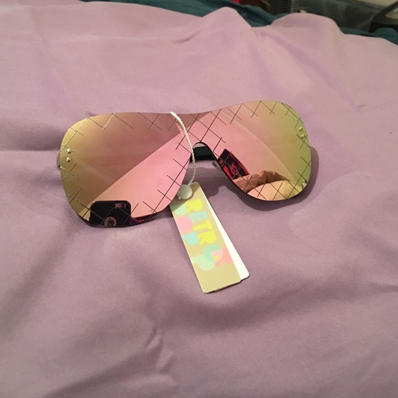Pink rose gold iridescent sun glasses