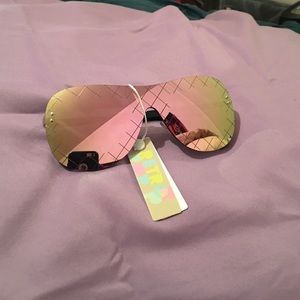 Pink rose gold iridescent sun glasses