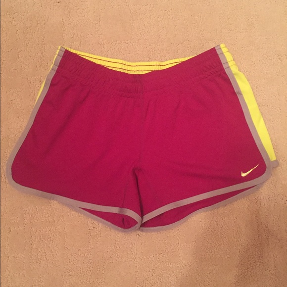 Nike dri-fit running shorts (purple and yellow)