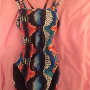 Jolyn maps printed double strapped one piece