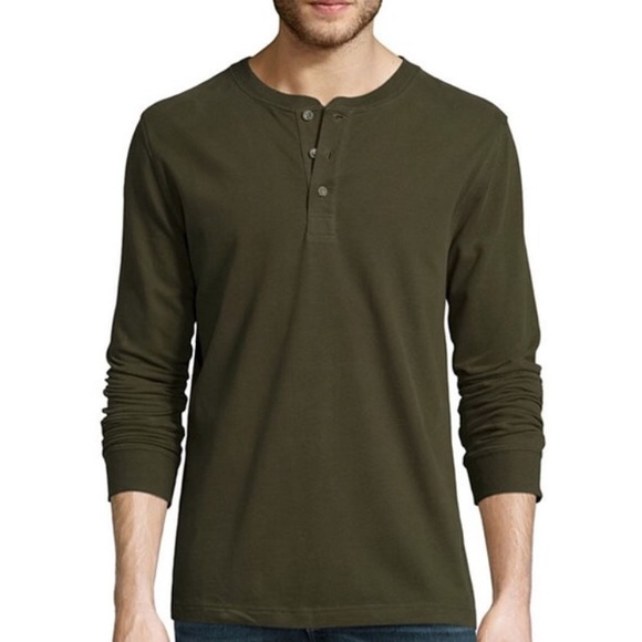 St.John'sBay LongSleeve Sueded Jersey Henley Shirt