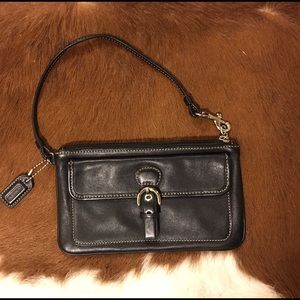 Black leather Coach wristlet