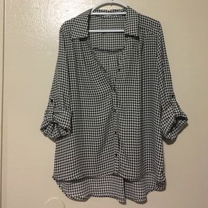 Houndstooth Patterned Blouse