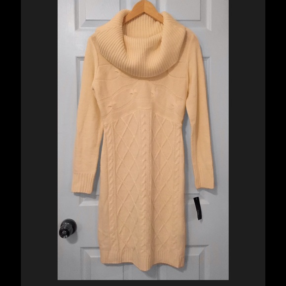 Alyx Dresses & Skirts - Alyx Cowl Neck Ivory Sweater Dress