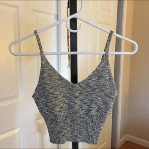 Grey marked knit crop top