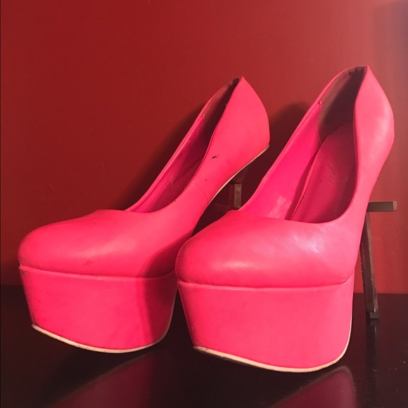 Hot pink cross heels