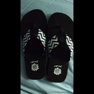 Yellow box flip flops