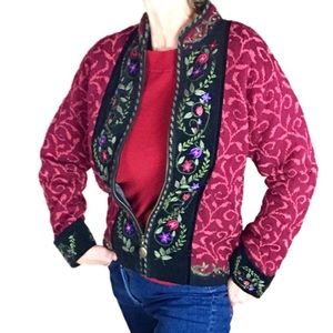 ICELANDIC DESIGN Nordic Crewel Zip Sweater