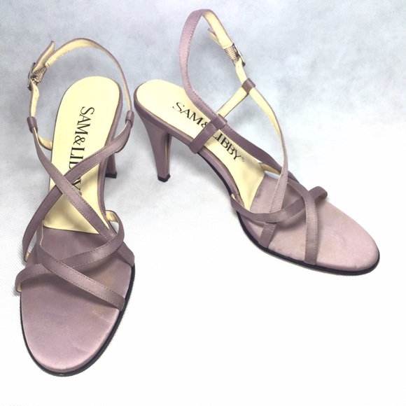 Sam & Libby Silvery Mauve Satin Strappy Sandals