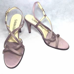 Sam & Libby Silvery Mauve Satin Strappy Sandals