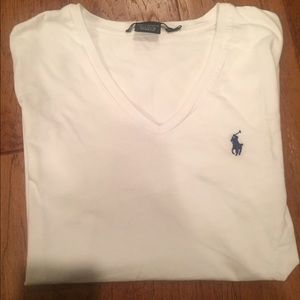 White Ralph Lauren Sport V-Neck T-Shirt