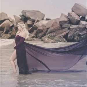 Plum Chiffon Maternity Dress